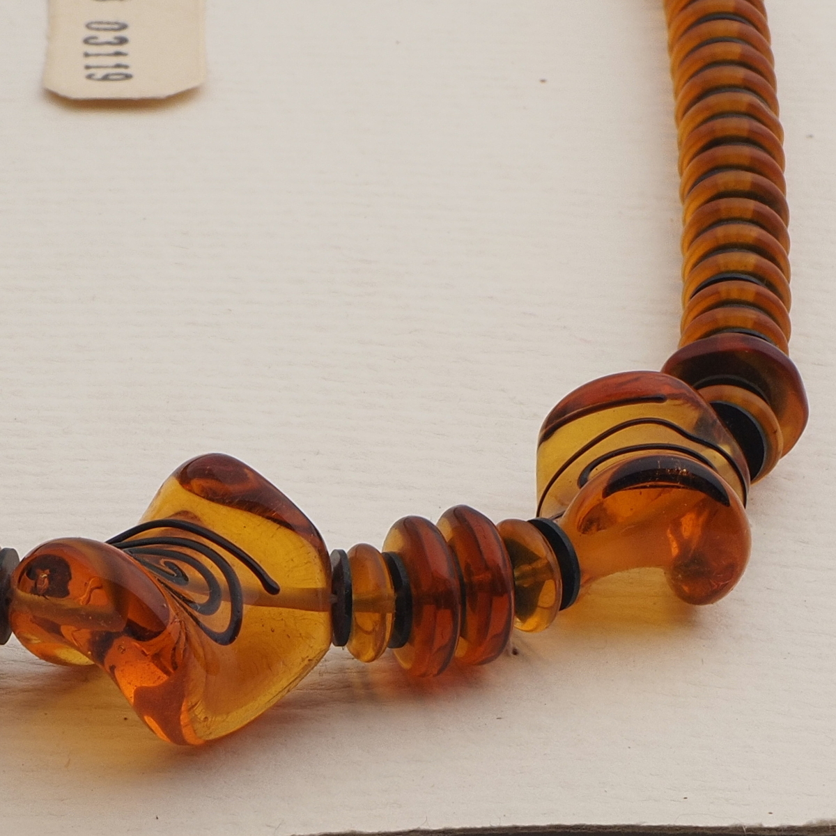 Vintage Czech necklace topaz overlay lampwork glass beads 