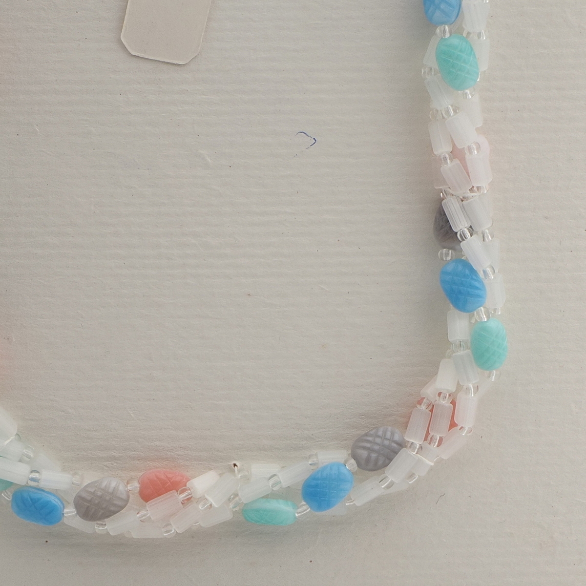 Vintage Czech 4 strand necklace frost satin atlas pastel glass beads 