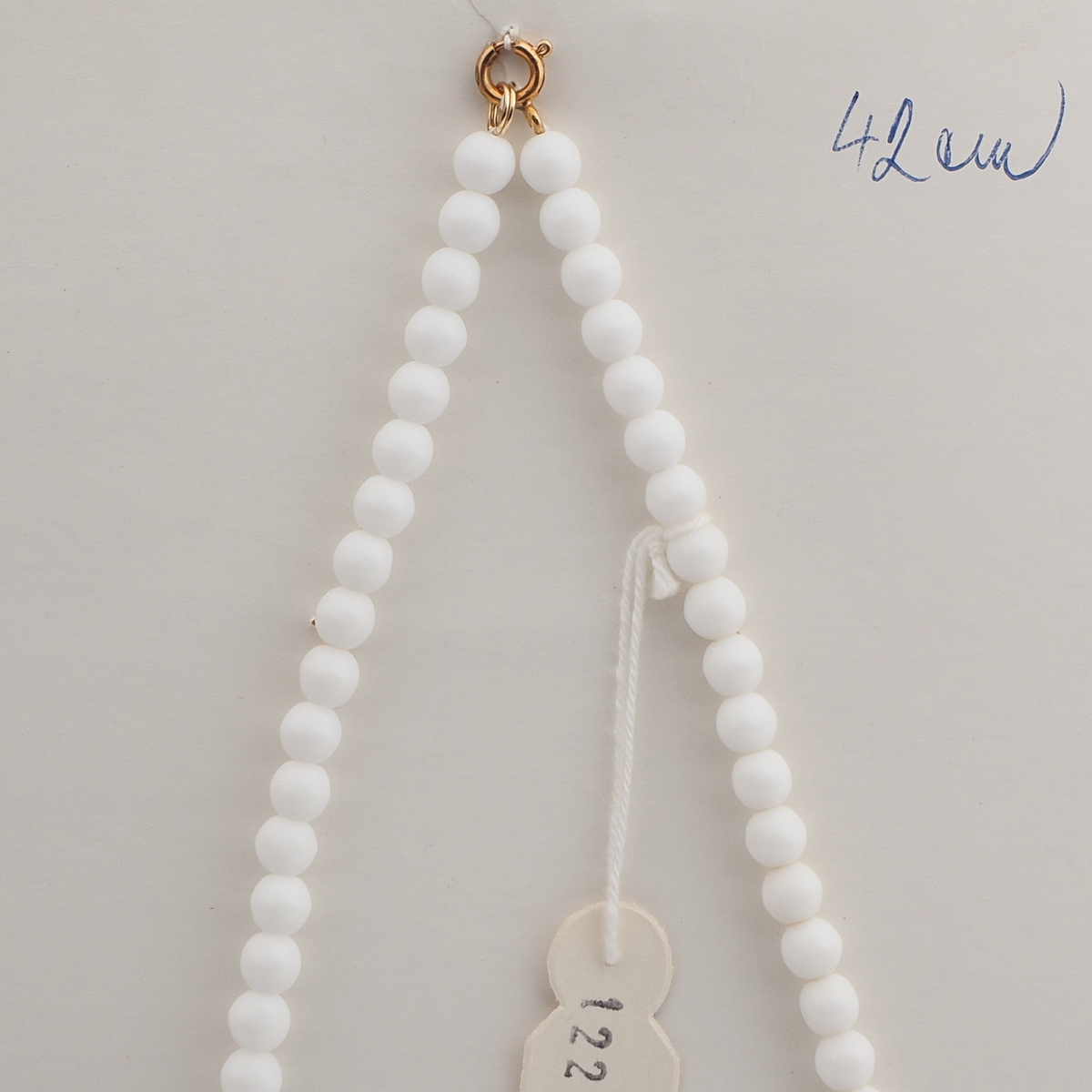 Vintage Czech necklace white pink marble glass beads 