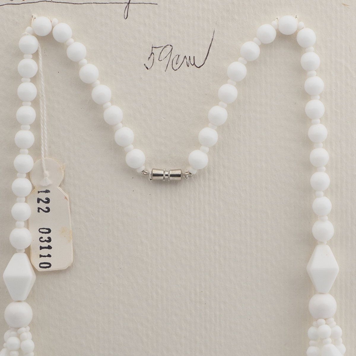 Vintage Czech 1 to 4 strand necklace white frost clear glass beads 23"