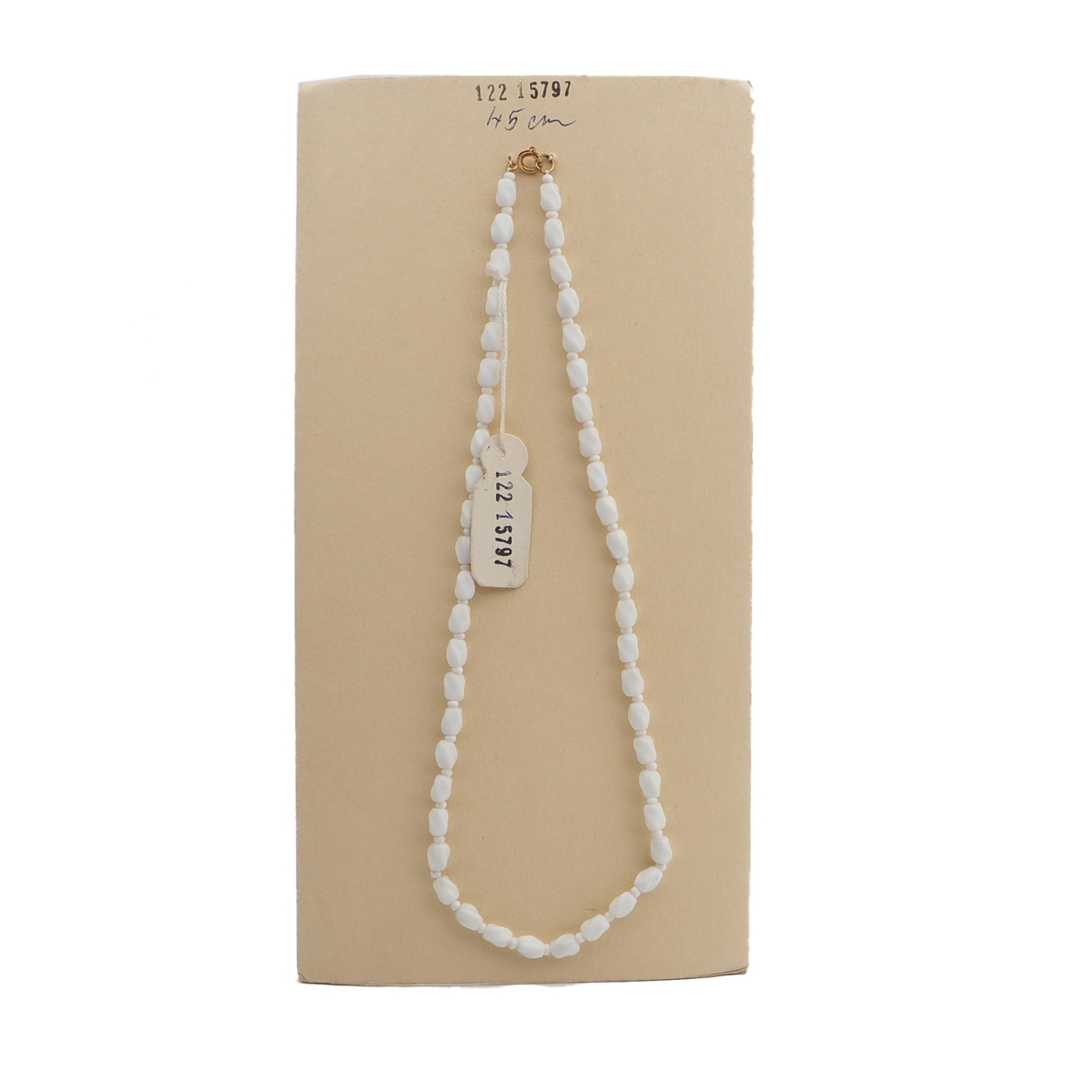 Vintage Czech necklace white oval twist glass beads