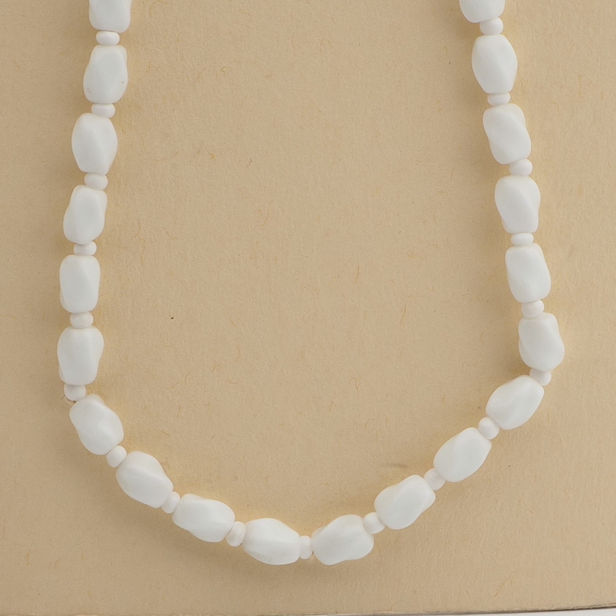 Vintage Czech necklace white oval twist glass beads