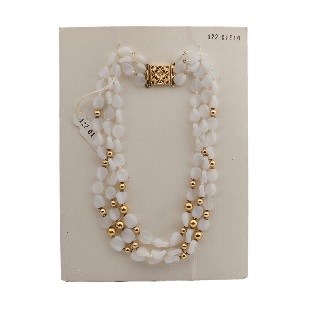 Vintage Czech 3 strand necklace opaline glass beads