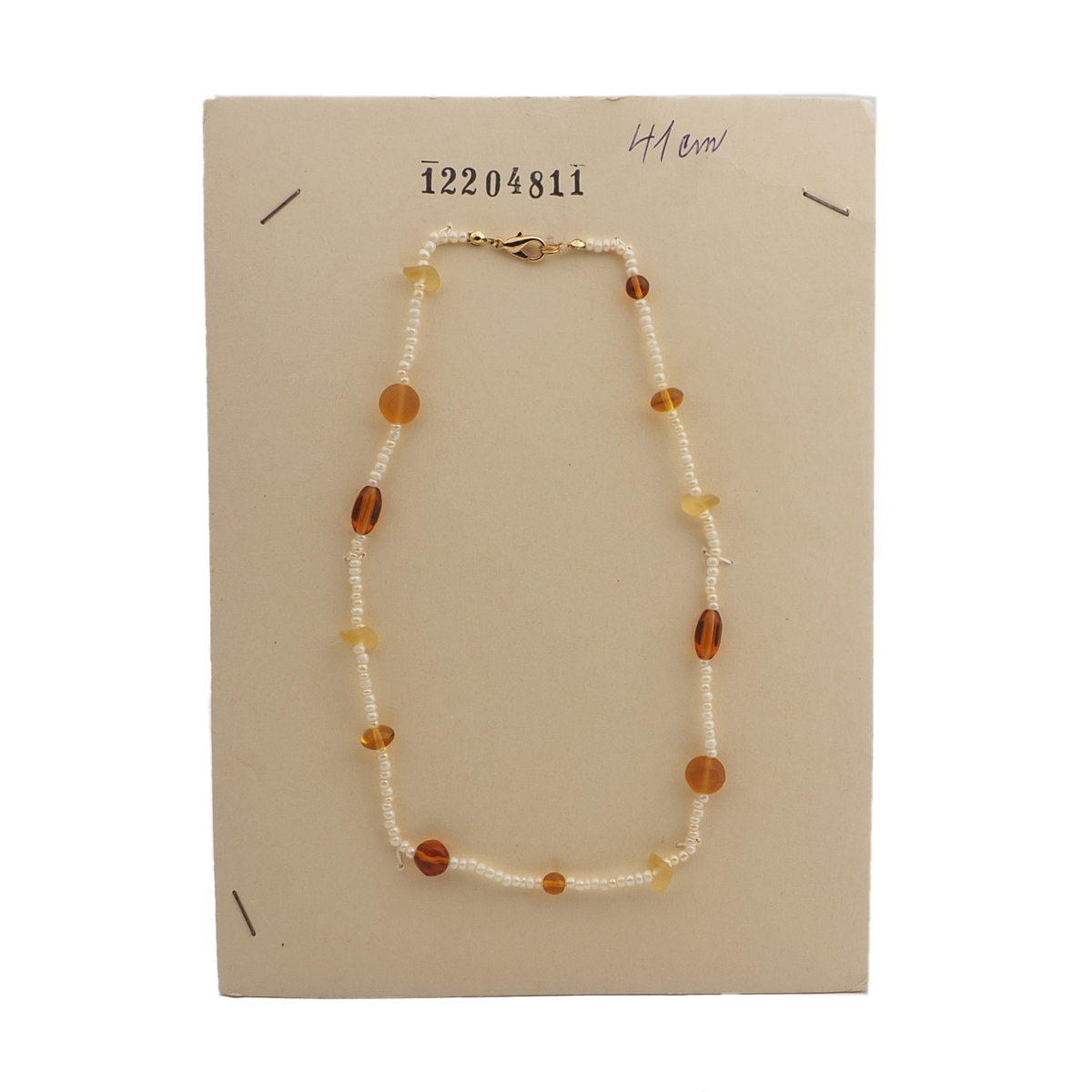 Vintage Czech necklace topaz pearl glass beads 