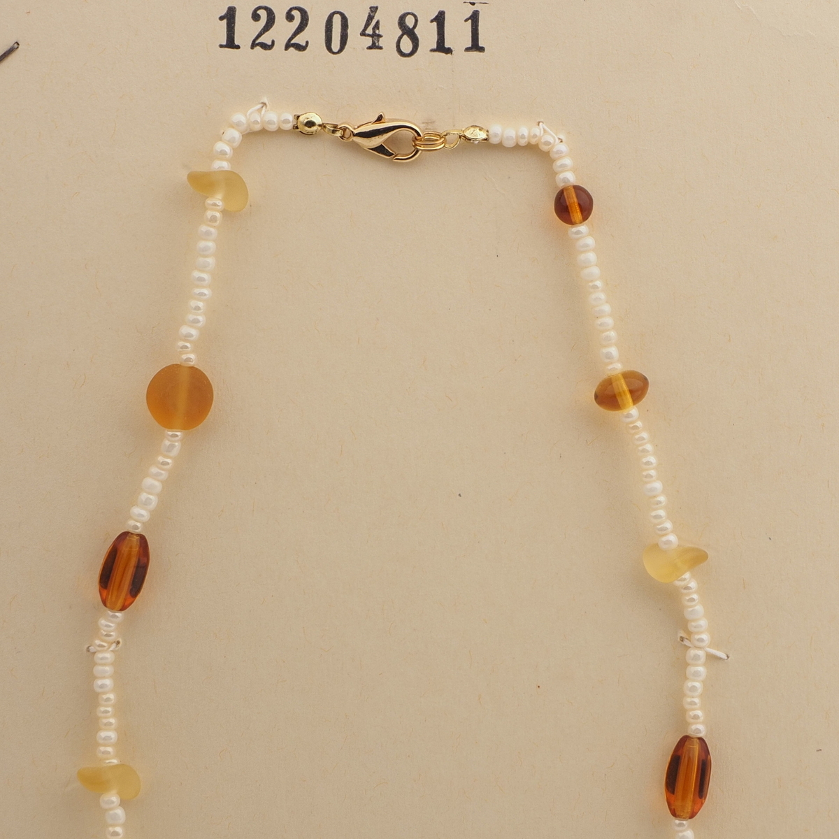 Vintage Czech necklace topaz pearl glass beads 