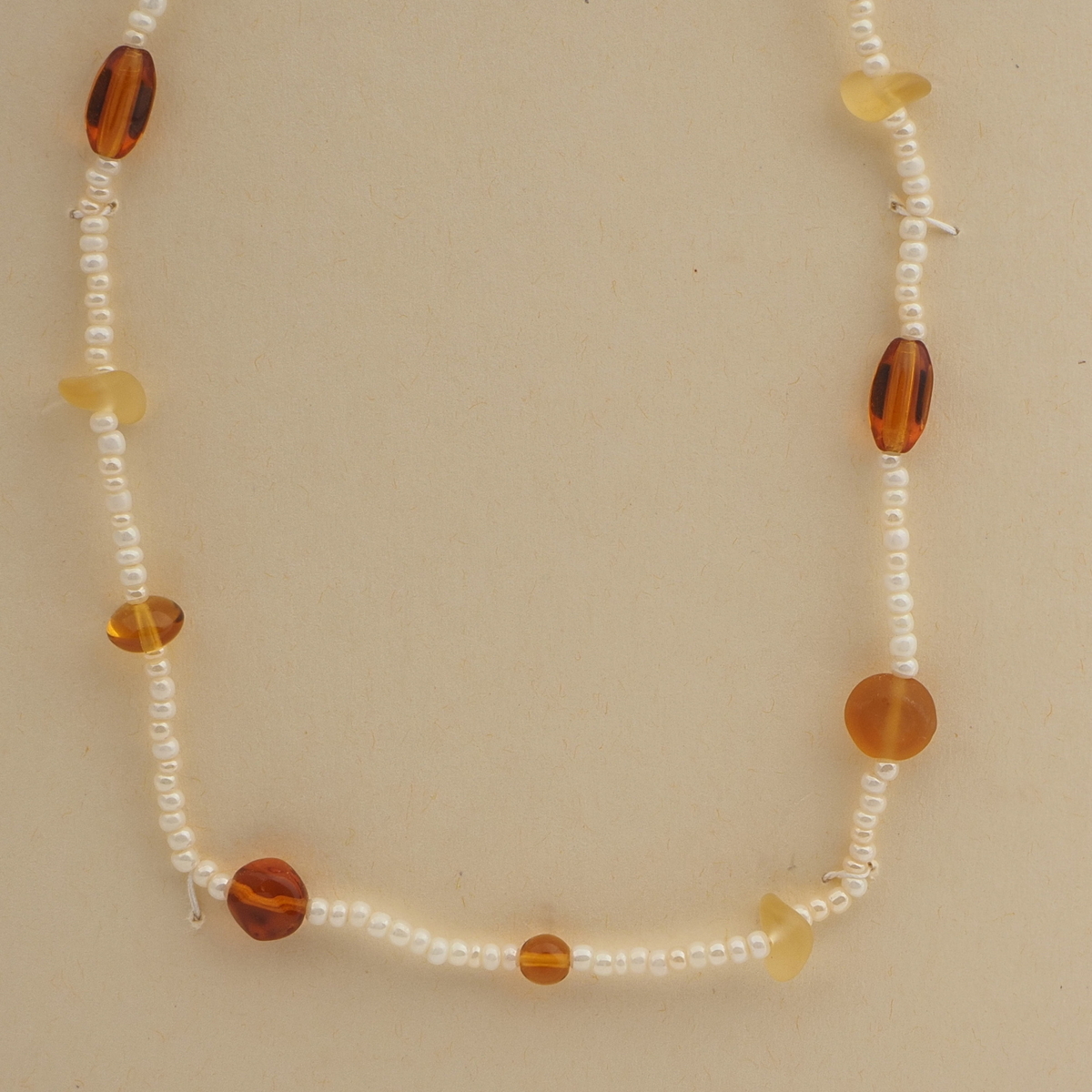 Vintage Czech necklace topaz pearl glass beads 