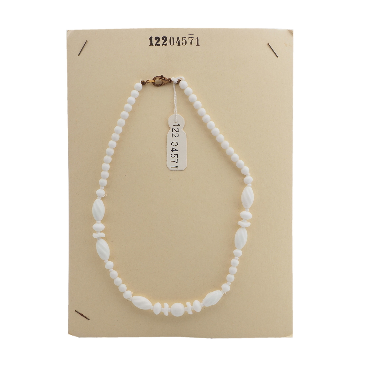 Vintage Czech necklace white rondelle twist oval glass beads 