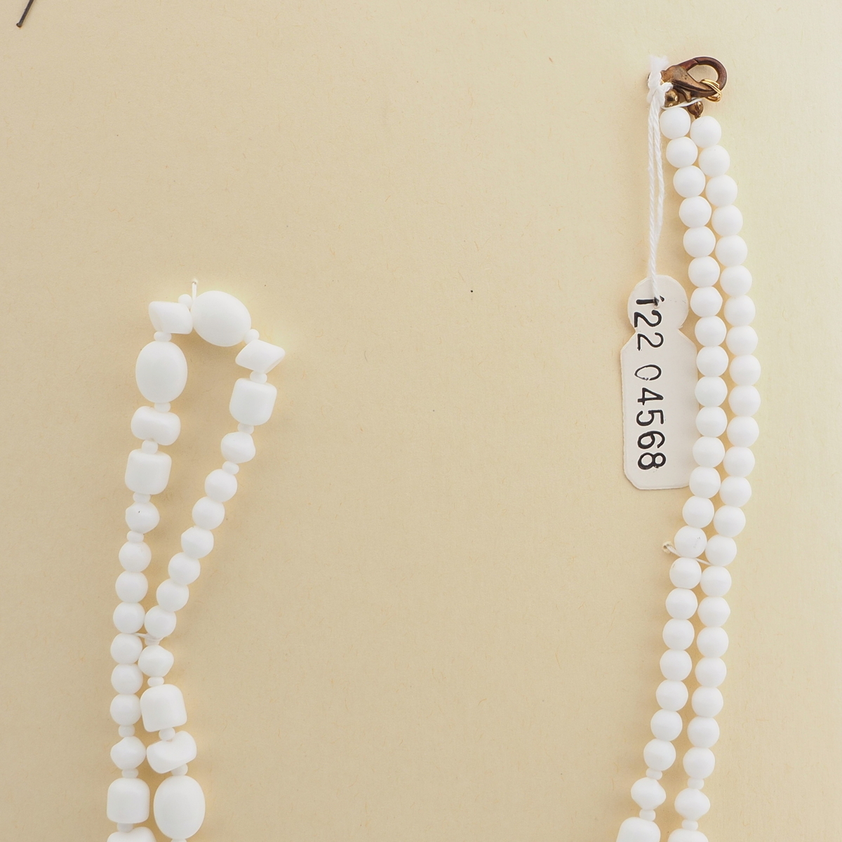Vintage Czech necklace white glass beads 27"