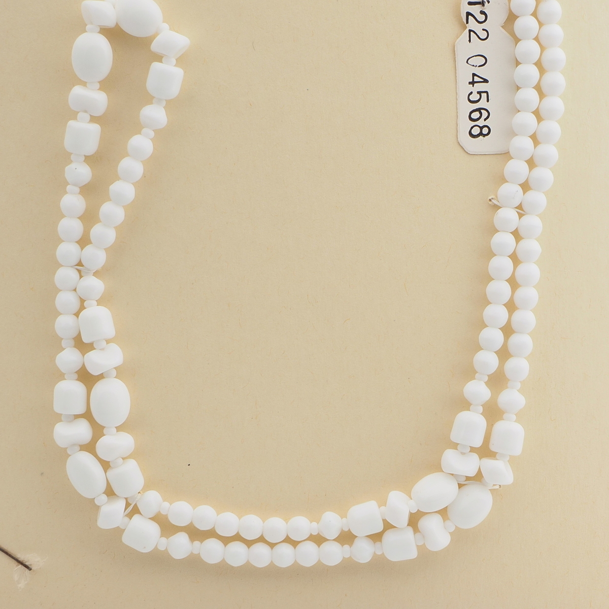 Vintage Czech necklace white glass beads 27"
