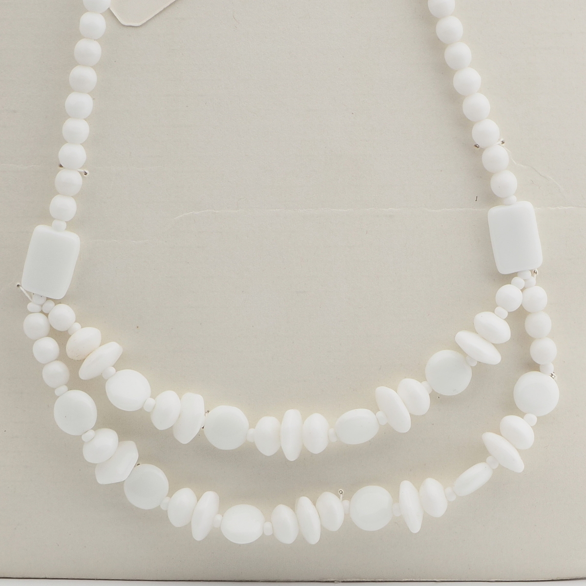 Vintage Czech 1 to 2 strand necklace white glass beads