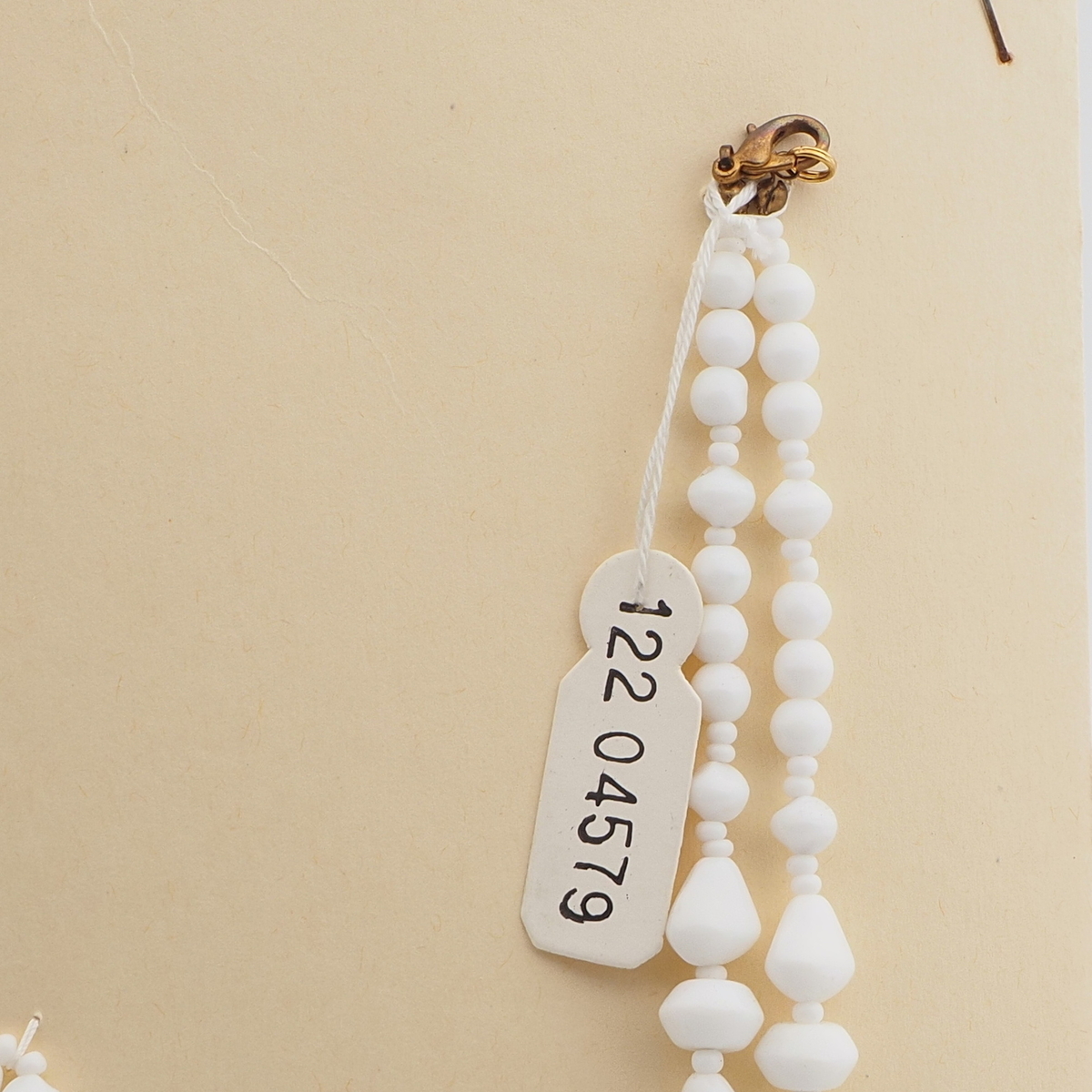 Vintage Czech necklace white glass beads 23"