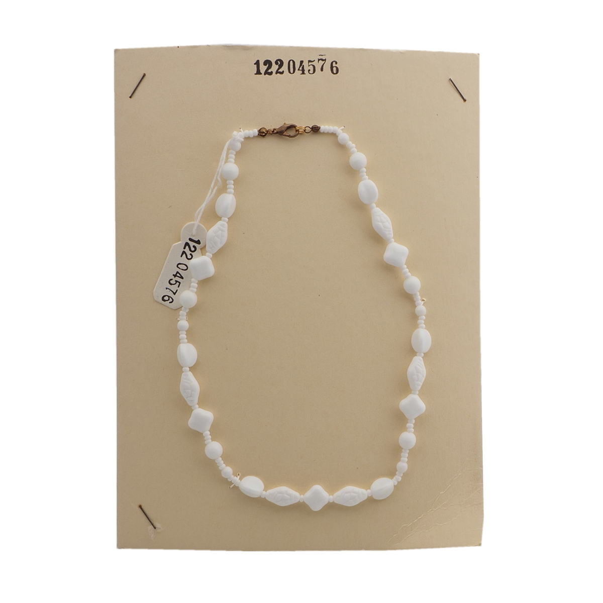 Vintage Czech necklace white bicone square triangle glass beads 