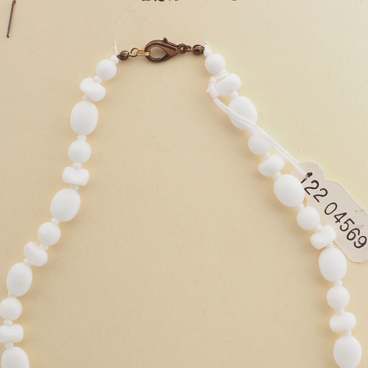 Vintage Czech necklace white oval nugget glass beads 