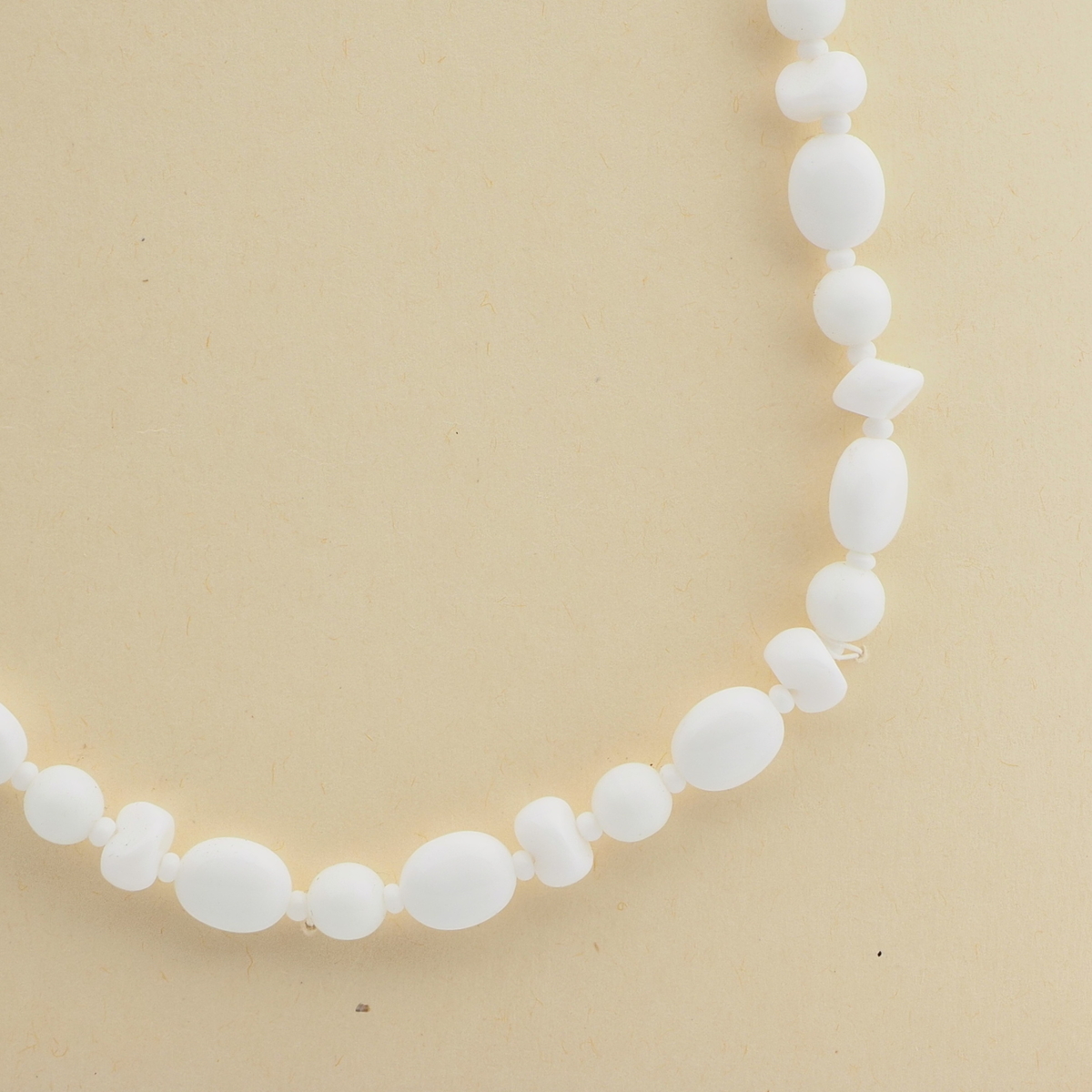 Vintage Czech necklace white oval nugget glass beads 