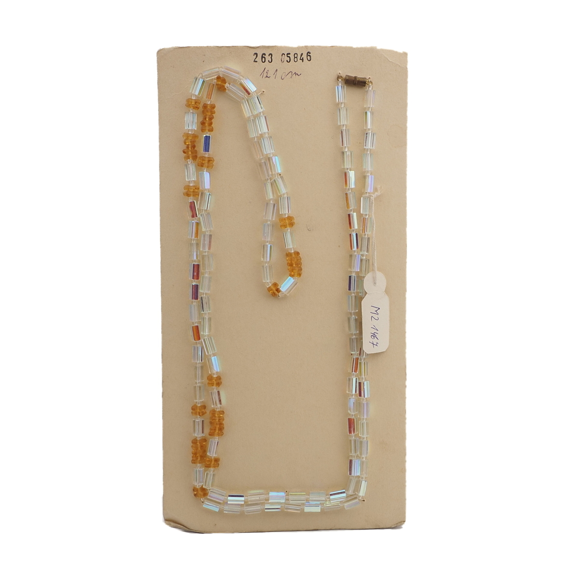 Vintage Czech necklace AB pentagon topaz glass beads 48"