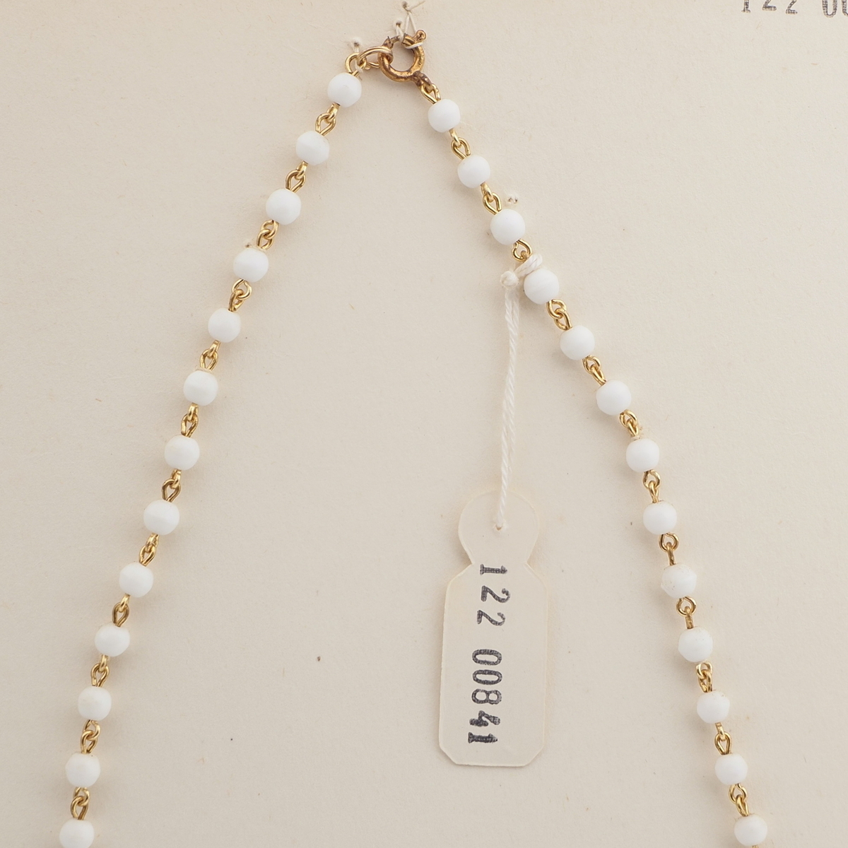 Vintage Czech link necklace white oval round glass beads 