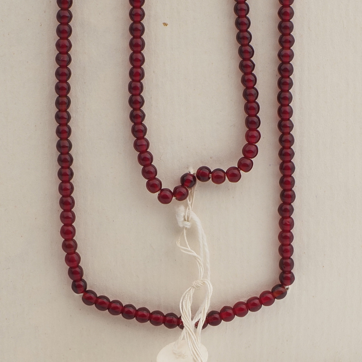 Vintage Czech necklace element dark ruby red glass beads