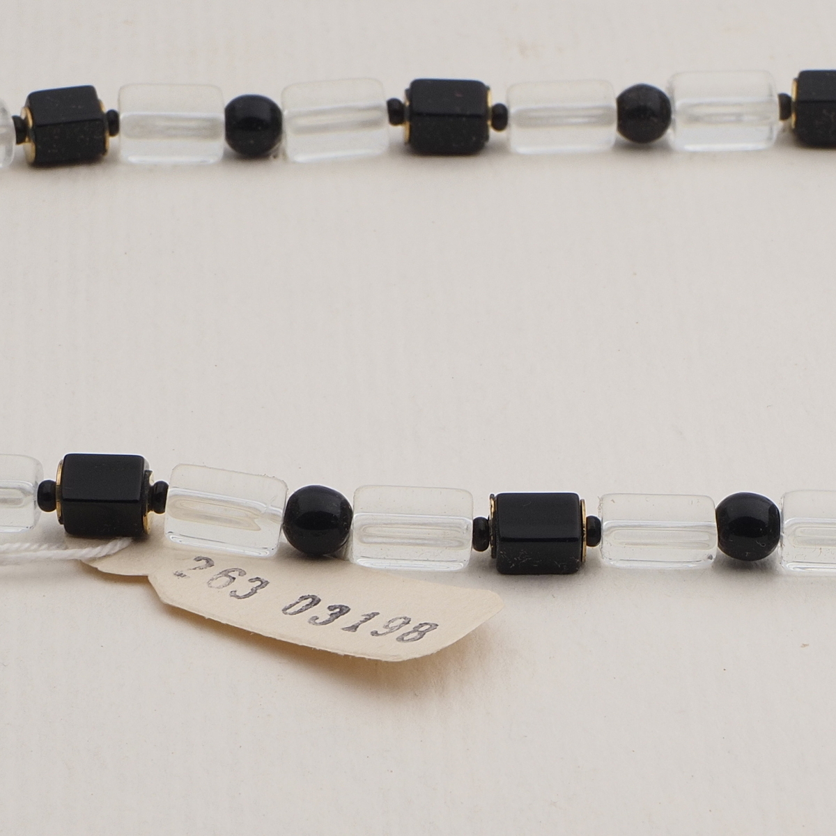 Vintage Czech necklace clear black pentagon round glass beads 