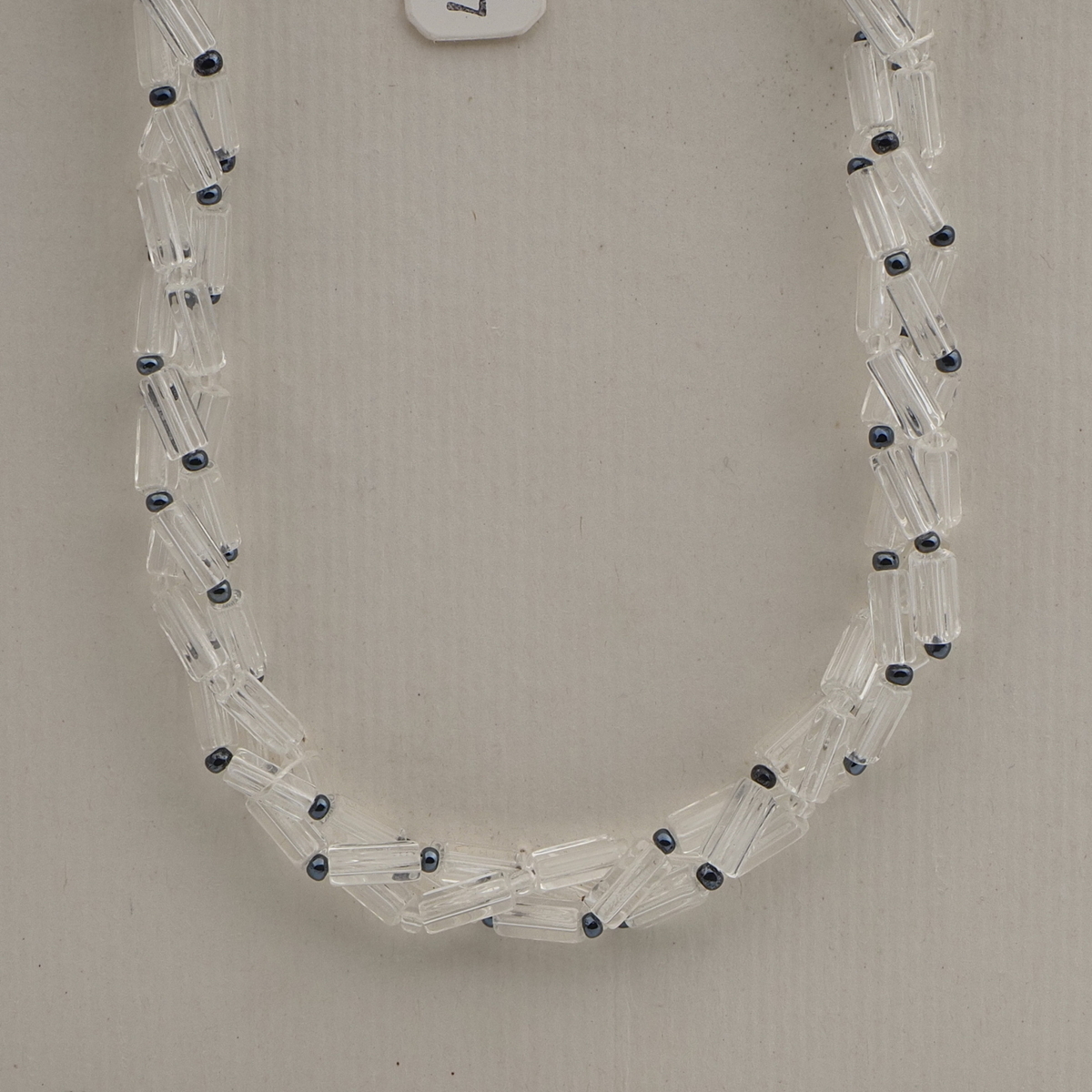 Vintage Czech 3 strand necklace clear pentagon glass beads 