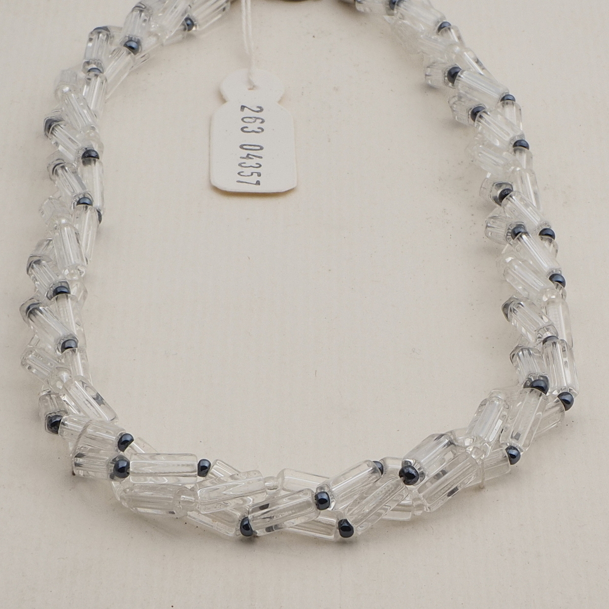 Vintage Czech 3 strand necklace clear pentagon glass beads 