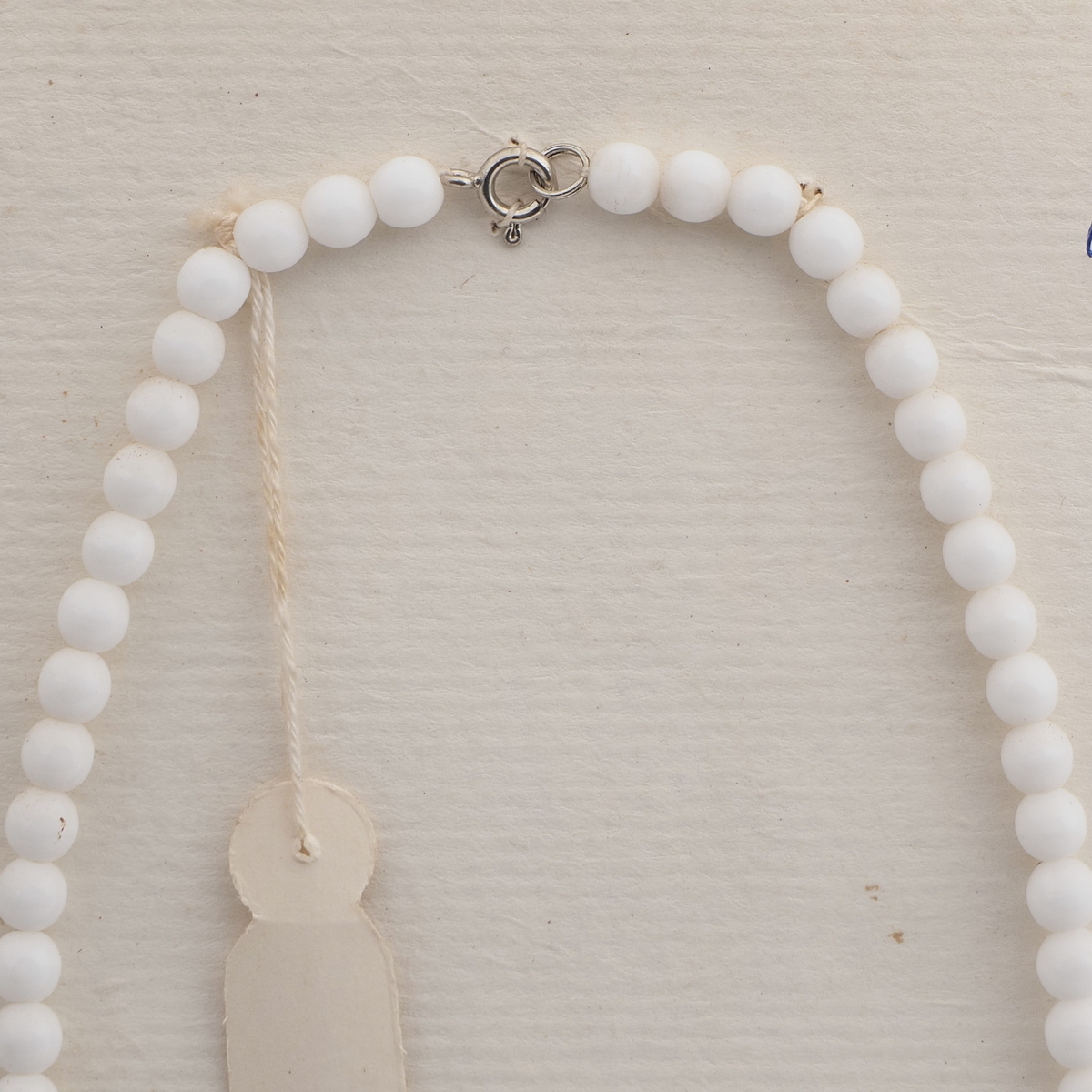 Vintage Czech necklace white round cone rondelle glass beads 