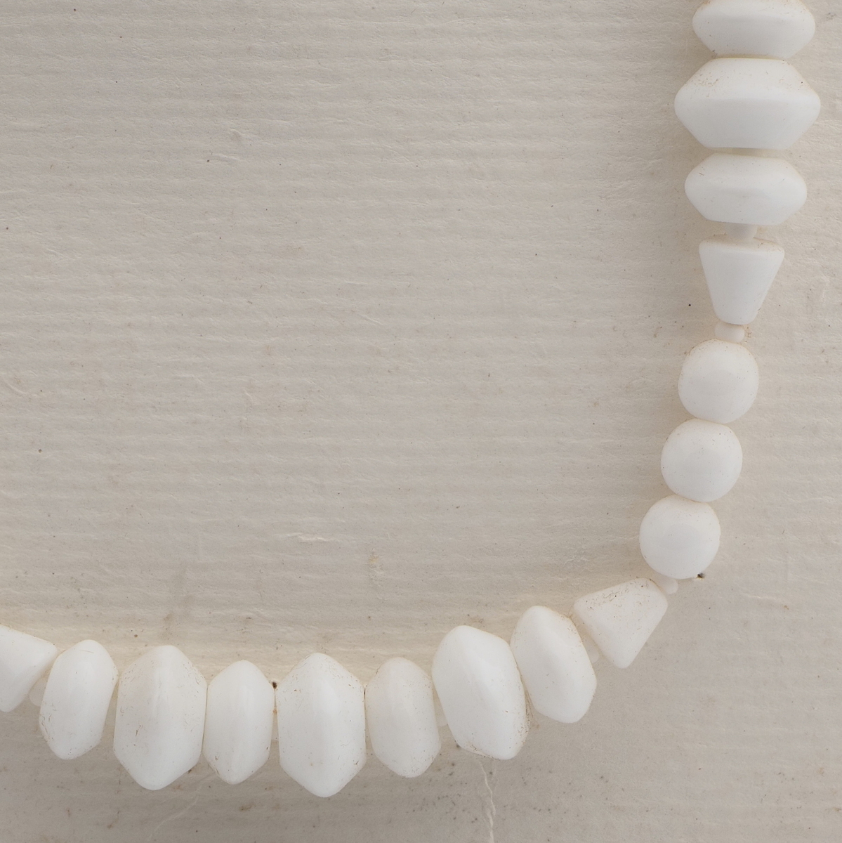 Vintage Czech necklace white round cone rondelle glass beads 