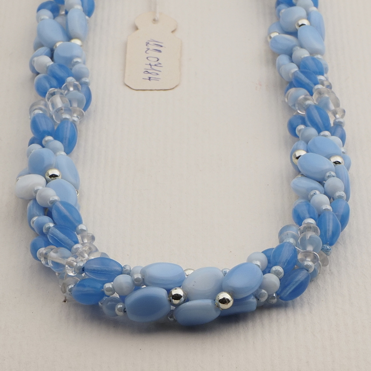 Vintage Czech 4 strand necklace blue glass beads 