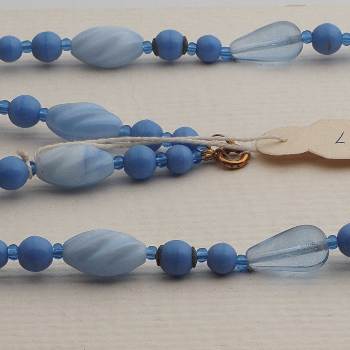 Vintage Czech necklace blue glass beads 