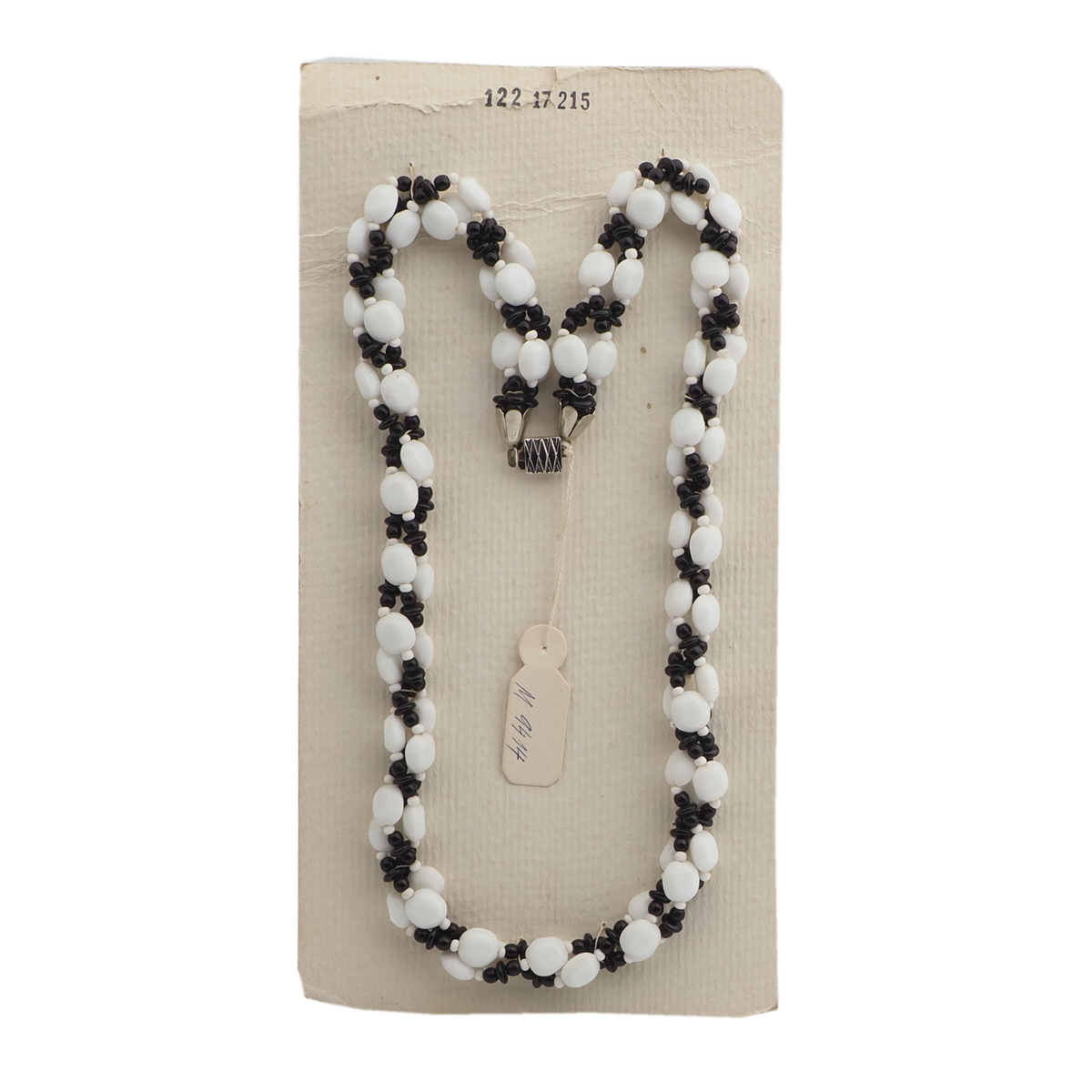 Vintage Czech 3 strand necklace black white glass beads