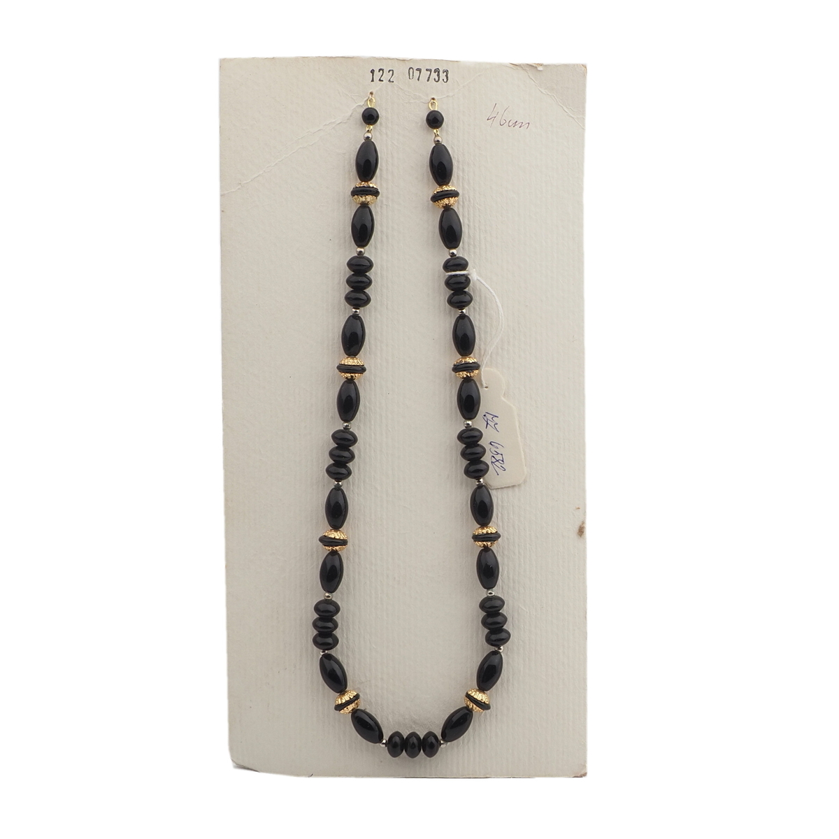 Vintage Czech necklace element black glass beads
