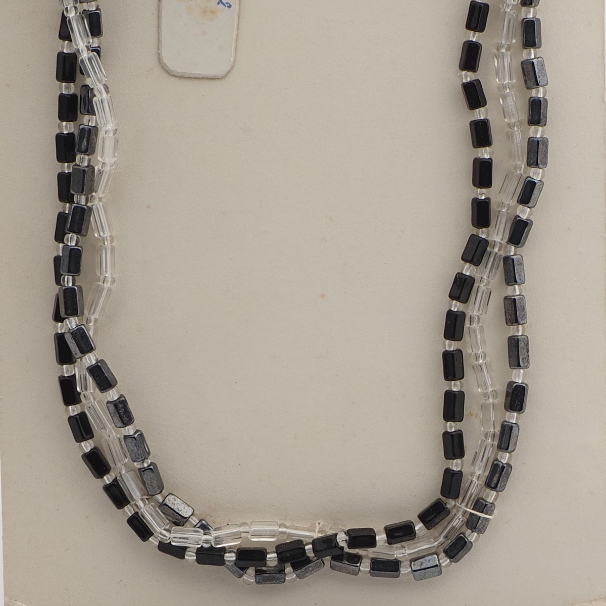 Vintage Czech 1 to 3 strand necklace black clear hematite glass beads