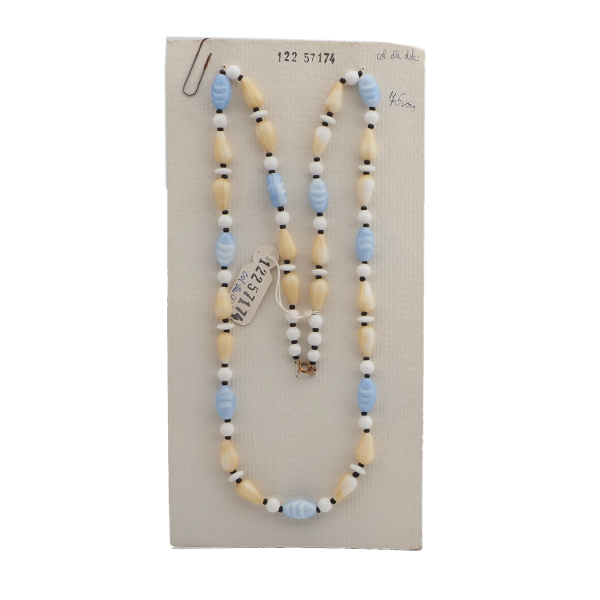 Vintage Czech necklace pastel white glass beads 