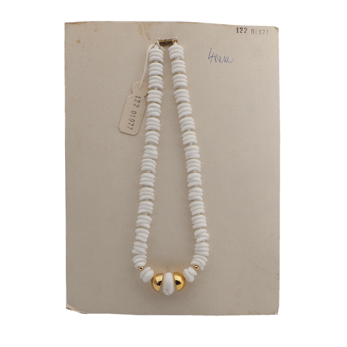 Vintage Czech necklace white rondelle arc glass beads 