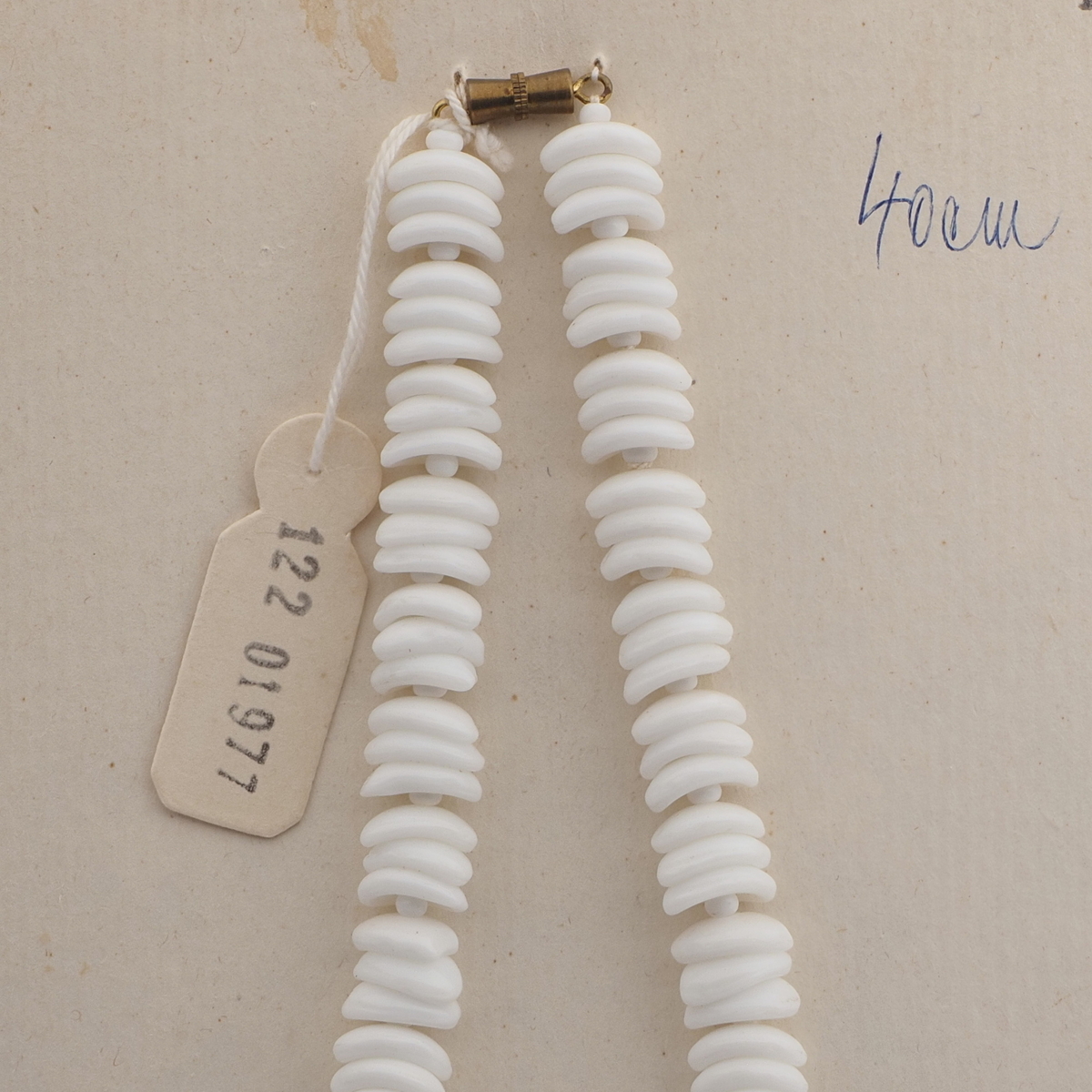 Vintage Czech necklace white rondelle arc glass beads 