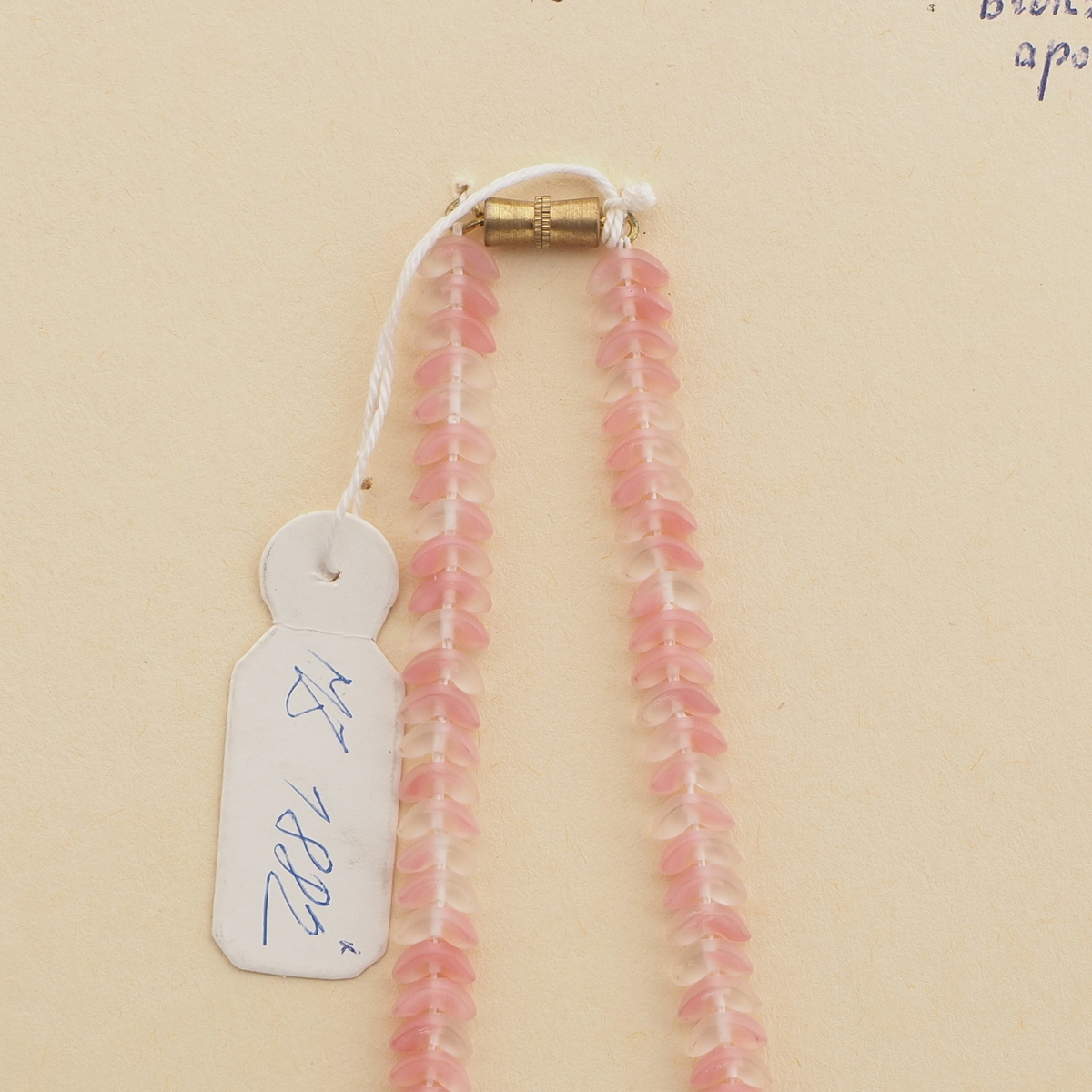 Vintage Czech necklace pink frost bicolor arc glass beads
