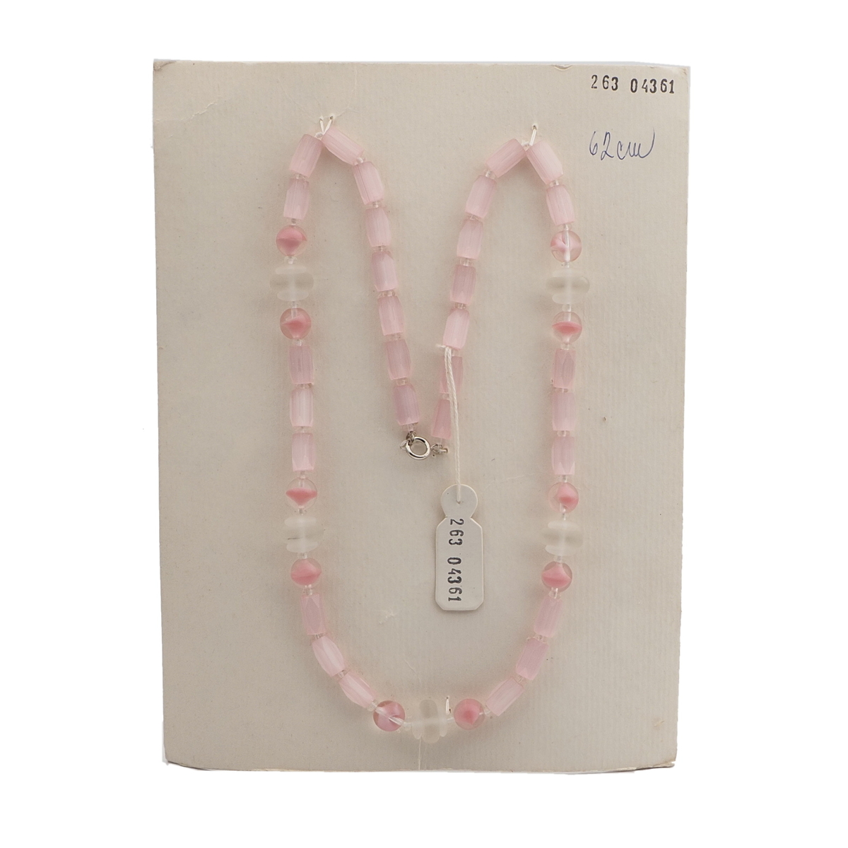 Vintage Czech necklace pink satin atlas bicolor glass beads