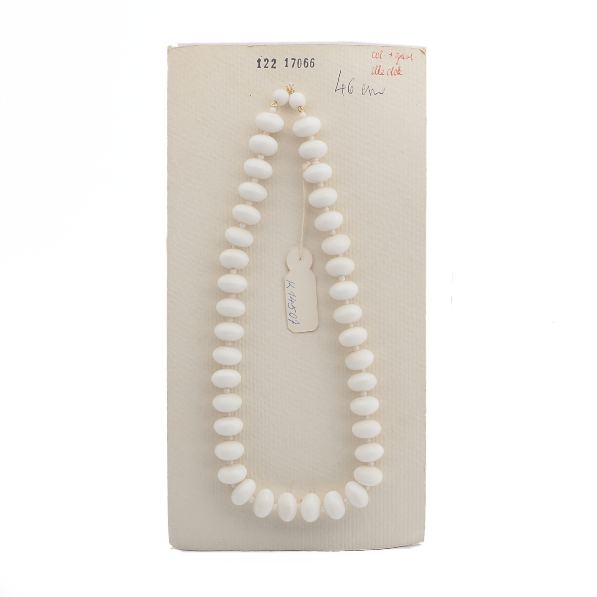 Vintage Czech necklace element large white rondelle glass beads