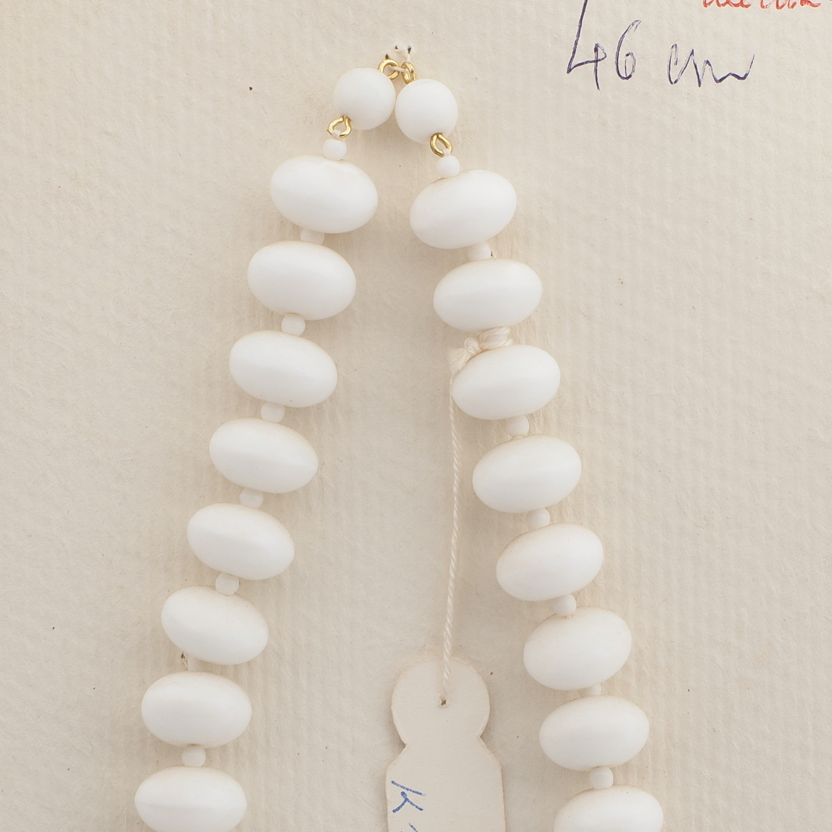 Vintage Czech necklace element large white rondelle glass beads