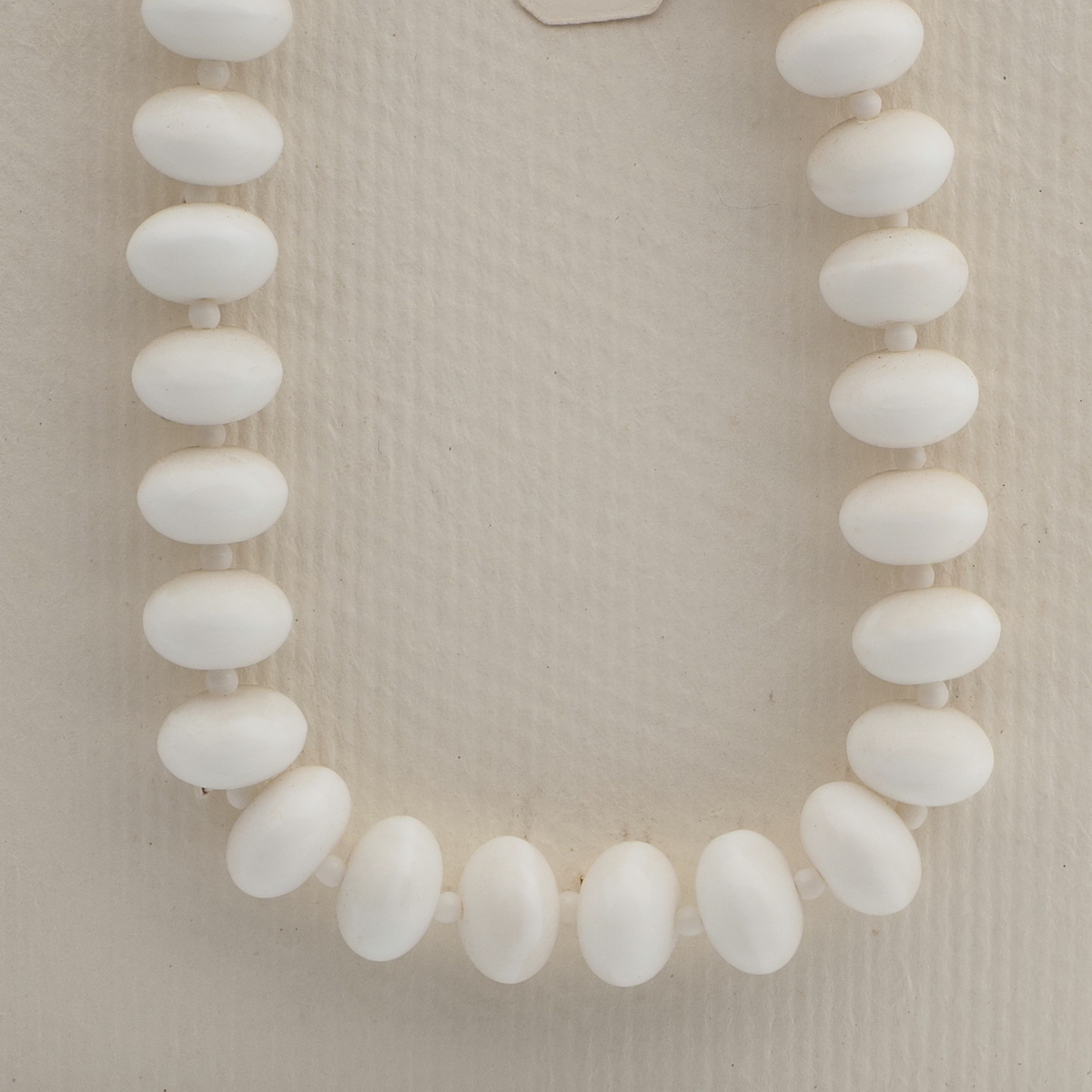 Vintage Czech necklace element large white rondelle glass beads