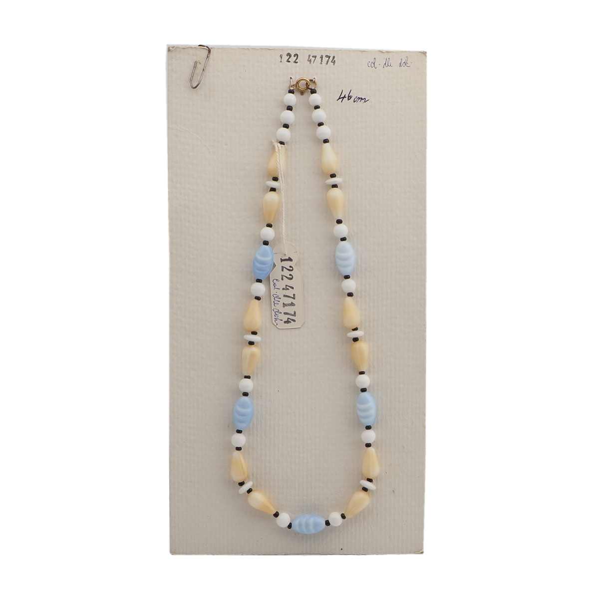 Vintage Czech necklace pastel white glass beads 18"