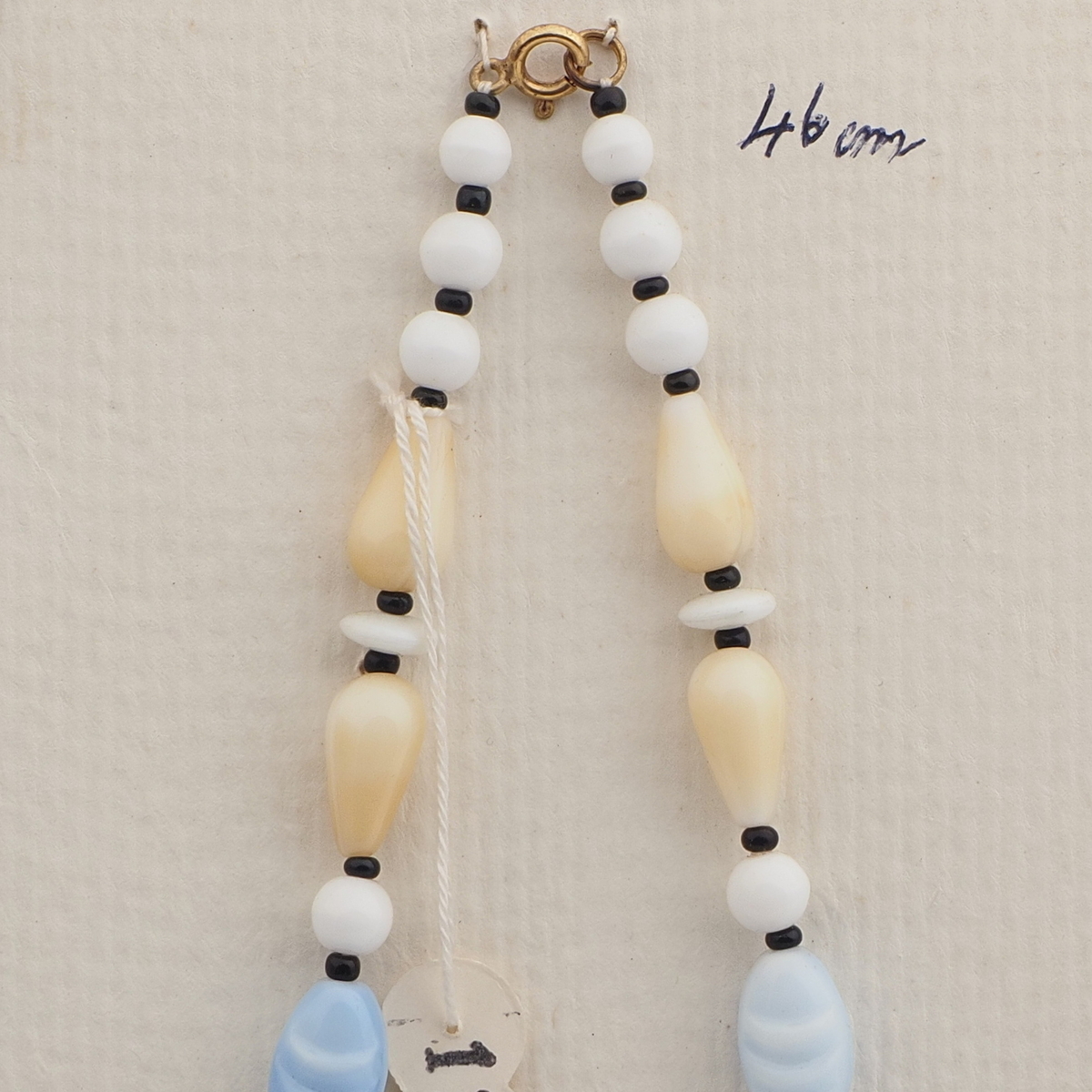 Vintage Czech necklace pastel white glass beads 18"