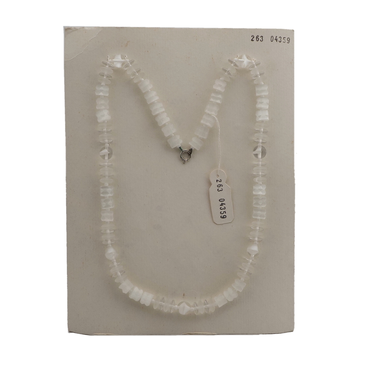 Vintage Czech necklace satin atlas white bicolor glass beads