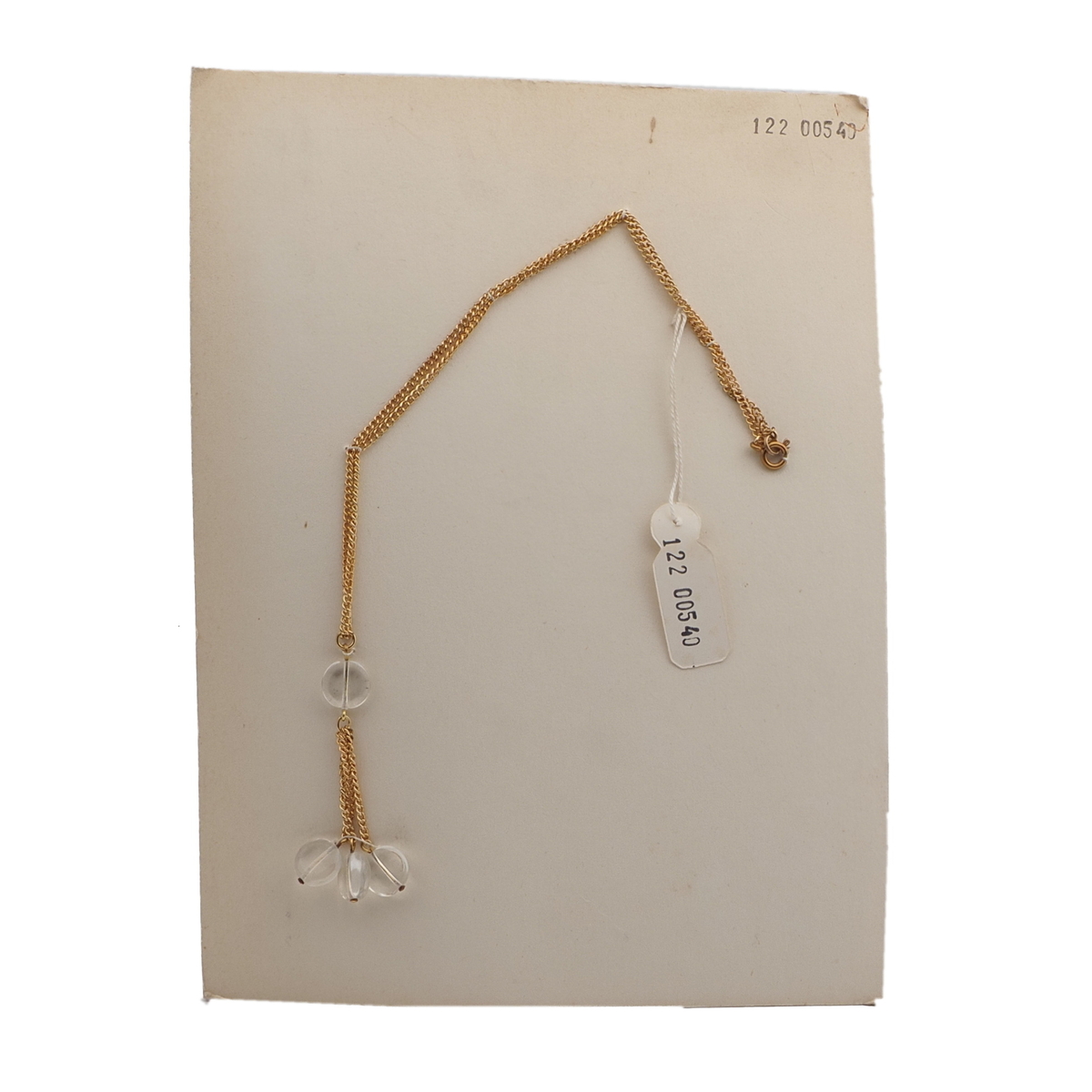 Vintage Czech chain necklace clear pendant glass beads 