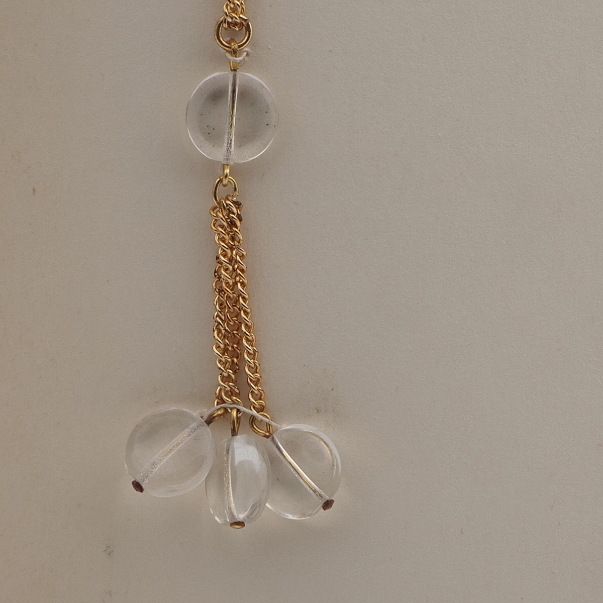 Vintage Czech chain necklace clear pendant glass beads 