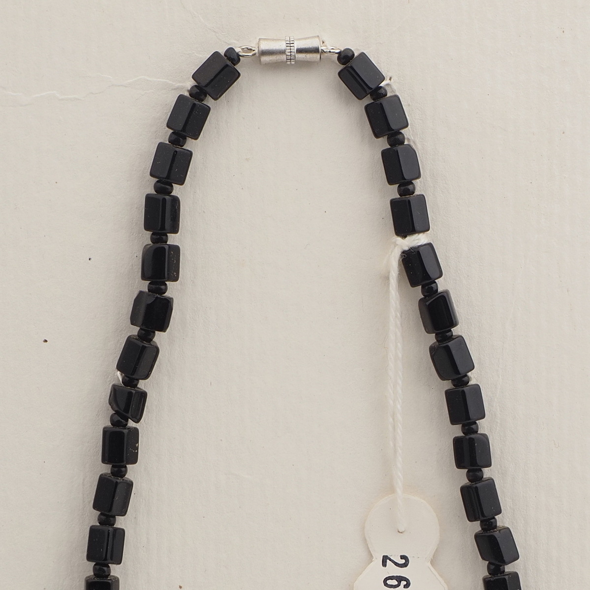 Vintage Czech necklace black pentagon frost clear glass beads 