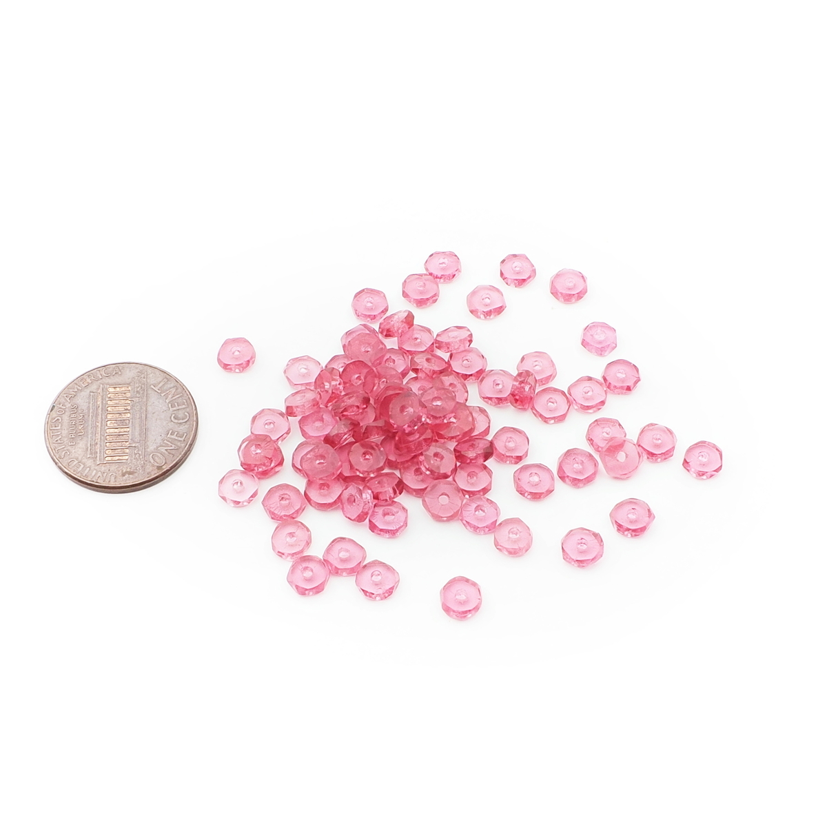 Lot (75) Austrian D.S antique pink rondelle hand cut faceted glass beads