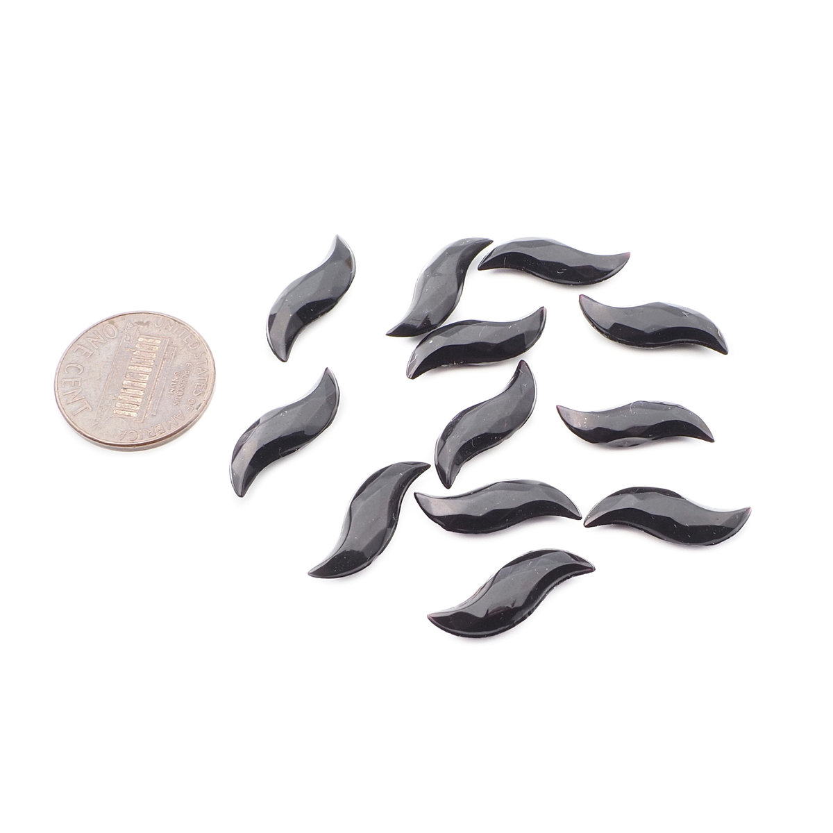 Lot (12) Czech vintage flicker flame black faceted glass rhinestones 19mm 