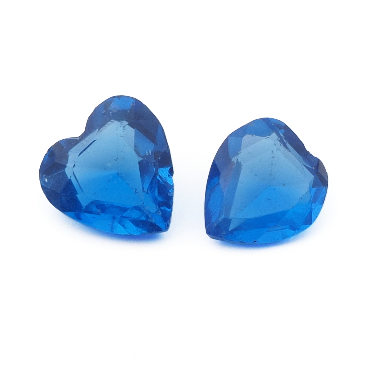 Lot (2) vintage Czech sapphire blue heart glass rhinestones 