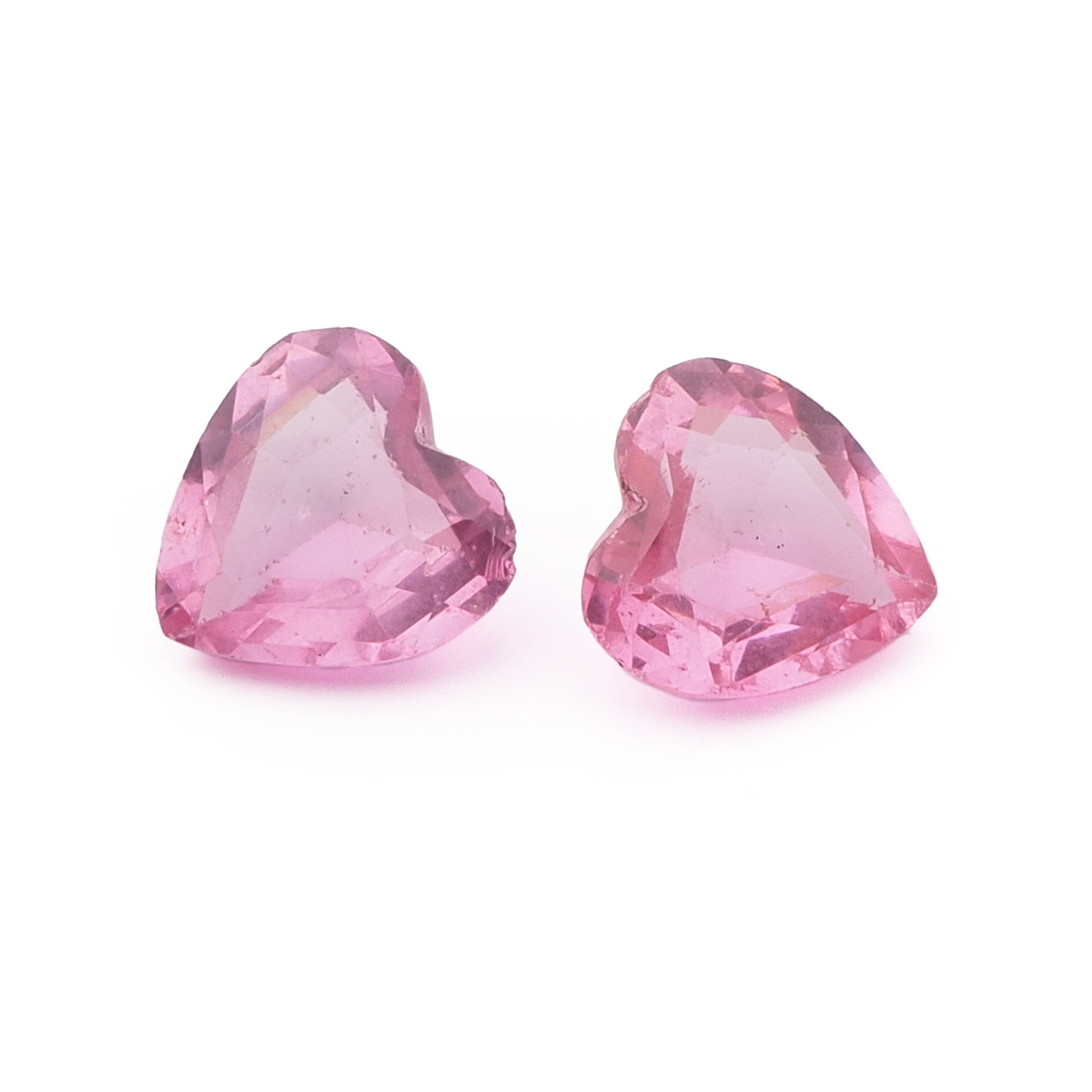 Lot (2) vintage Czech cranberry pink heart glass rhinestones 12mm 