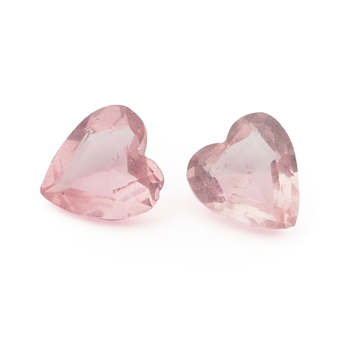 Lot (2) vintage Czech pink heart glass rhinestones 12mm 